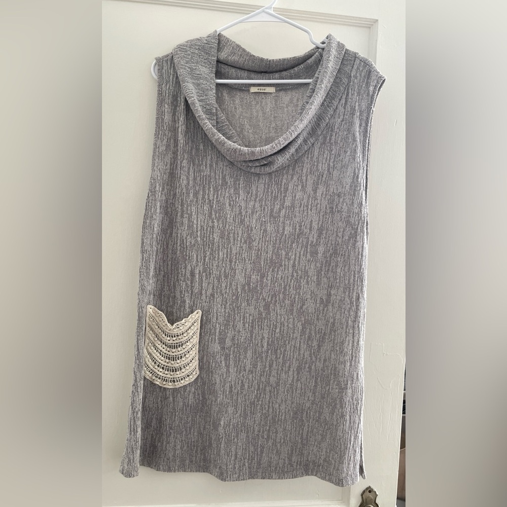 easel brand knit tunic sleeveless grey dress